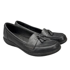 Clarks Ashland Bubble Black Leather Slip On Comfort Loafer Women 9.5